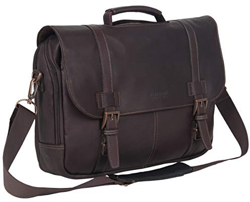 Kenneth Cole REACTION Show Business 16 Colombian Leather Business Laptop Portfolio Messenger Bag, Brown