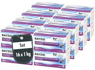 Höfer Chemie 16 x 1 kg Cartouches de Floculant Piscine Pré-Dosées | (8 x 125 g) - Élimination Rapide des Impuretés pour Piscines avec Filtres à Sable, Facile à Utiliser