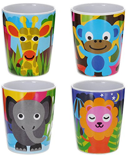 French Bull - BPA Free Kids Cups - 6 ounce Melamine Kids Juice Cup Set - Jungle, Set of 4