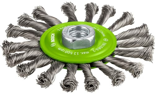 Bosch 1x PRO Stainless Steel heavy Scheibenbürste, 115 x 0,5 mm, Gewinde | für Nichteisenmetalle, Stahl, Ø 115 mm, Professional Zubehör Kleiner Winkelschleifer