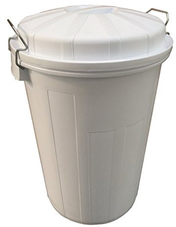 Cubo Industrial con Tapa 95 litros – Plástico Resistente, Asas Metálicas Ergonómicas, Color Blanco, Ø495x730 mm – Ideal para Industria, Limpieza y Hostelería | Denox
