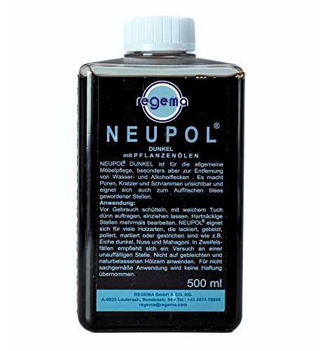 Neupol Dunkel Holzöl [500ml] Holzöl, Pflegeöl für Holzmöbel, Echtholz, Furnier, Möbelpolitur Holz, Möbelpflege Holz