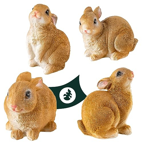 VERDOBA Cuatro Conejos – decoración para el hogar – Adornos para Interiores y Exteriores – Figuras Decorativas de poliresina para el jardín.