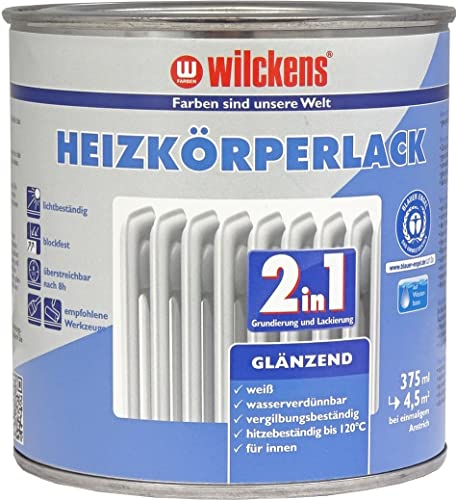 Wilckens 2-in-1 Heizkörperlack weiss inkl. Pinsel von E-Com24 zum Auftragen (2 in 1 375 ml)