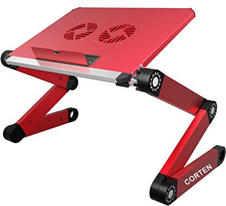 Kereith Table portative Ergonomique très légère et ventilée en Aluminium avec Support réglable pour Ordinateur Portable/Notebook/MacBook équipé de Ventilateurs pour processeurs