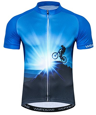 Weimostar Sportbekleidung Radtrikots Kurzarm Fahrradbekleidung Fahrrad top Männer MTB Jersey Atmungsaktive Sommer Schwarz