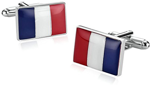 ANAZOZ Boutons de Manchette France Drapeau Français Bleu Blanc Rouge Acier Geek Homme Originaux