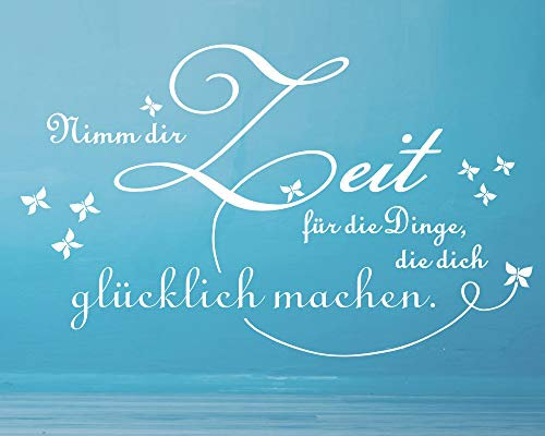 timalo® Wandtattoo Spruch fürs Wohnzimmer Nimm dir Zeit für die Dinge | 75021-schwarz-46x28