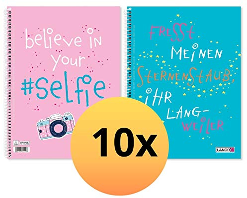 Landre Collegeblock A4 liniert, 80 Blatt, gelocht, 2 Designs, 10 Stück