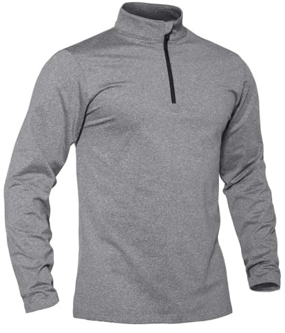 TACVASEN Pullover Herren Langarmshirt Half Zip Fleece Winterpullover Warm Atmungsaktiv Sport Sweatshirt mit Stehkargen