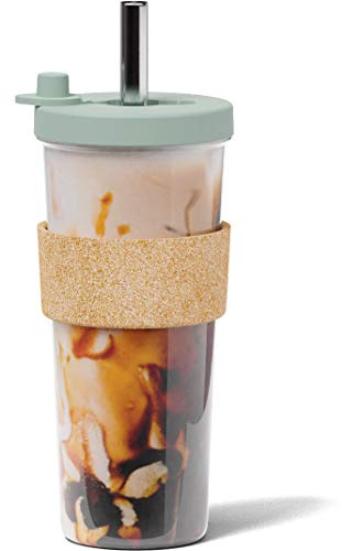 Dodoko Bubble Tea Becher, Smoothie Becher, Smoothie Glas, Bubble Tea Becher mit Strohhalm, Bubble Tea Cup, Bubble Tea Gläser, Bubble Tea Glas, Milchshake Becher 24 oz - Grün