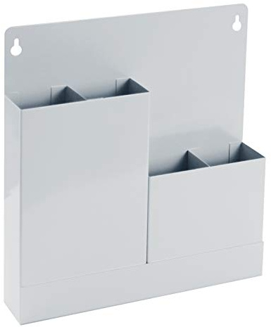 ADB Wandhalter 2-fach für Kabelbinder, H331xB301xT61 mm, pulverbeschichtet, 2 Fächer in 2 Abschnitte, Weißaluminium RAL9006, Wandmontage | Pulverbeschichtet, zwei Fächer in zwei Abschnitten, Weißaluminium RAL 9006, für Wandmontage, Maße H331xB301xT61 mm