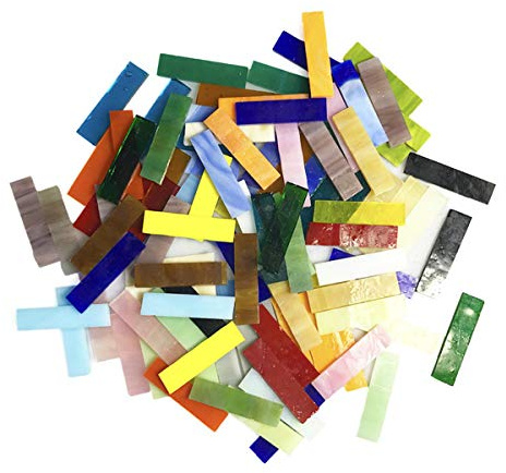 1 x 4 cm Buntglas-Streifen, DIY-Glasmosaik, Hobbys, Basteln, Teller, Bilderrahmen, Blumentöpfe, handgefertigter Schmuck, 200 g (Farbe mischen).