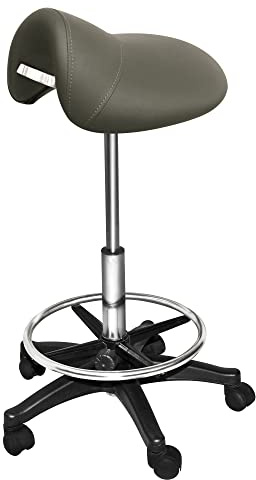 Chromium PureSana Professional James 360 Degree Full Rotational Saddle Cutting Stool with Adjustable Air Life Mechanism & Wheel Casters, Gray