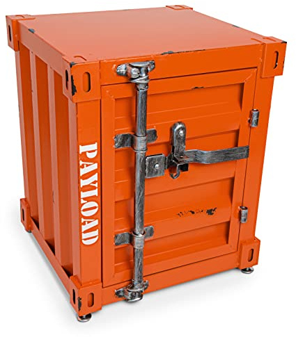 BÜTTNER Beistelltisch Couchtisch Nachttisch Hocker Schrank Kasten Spind mit Stauraum im Industrie Design Container Look aus Metall 40 x 38 x 48 cm - Orangerot