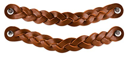 Brute Strength – Geflochtene Ledergriffe – 20 x 2,5 cm – Cognac – 2 Stück