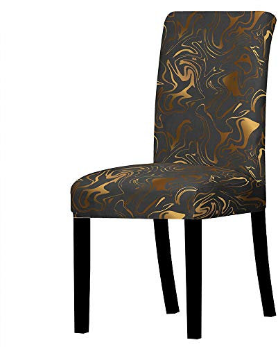 ZZDXL Stuhlhussen 6Er Set Gold Stuhlhussen Schwingstuhl Stuhlbezug Stretch Esszimmerstühle Hussen Abnehmbarer Moderne Beschützer Schutzhülle für Bankett Hotel
