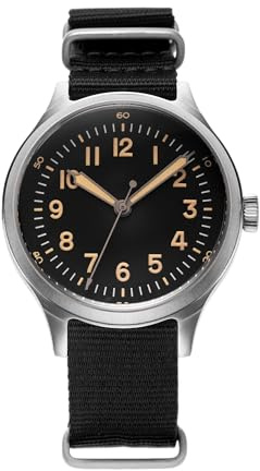 PRAESIDUS A2 Origin Field Military Watch for Men in 40 mm Stainless Steel Case with NATO Type A2 Analog Watch Swiss Quartz Movement for Work and Outdoor