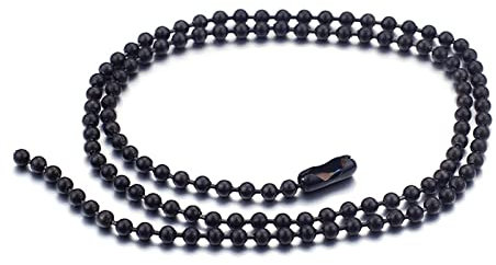 Dsnyu Stainless Steel Ball Chain for Necklaces, Titanium Black 3MM 50CM Men Link Chain Necklace