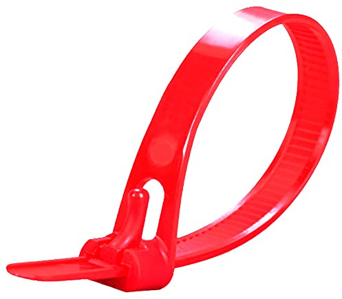 Oksdown 100 Pack Red Thick Cable Ties Heavy Duty Large 200mm×7.6mm Strong Nylon Plastic Self Locking 8 inch Extra Long Red Zip Tie Wraps
