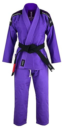 Playwell Pro Ladies BJJ GI Jiu Jitsu Uniform Suit (Comes with Free Ju Jitsu White Belt) - Purple (F1)