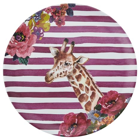 Mikasa Wild at Heart Vassoio rotondo Giraffa, vassoio da portata in melamina da 36 cm, piatto snack leggero e resistente con stampa animali.
