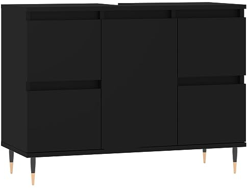 Tidyard Waschbeckenunterschrank Waschtisch Unterschrank Badmöbel Badschrank Badezimmerschrank Badezimmer Schwarz 80x33x60 cm Holzwerkstoff