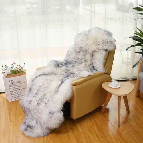 Altlue Lammfell Teppich Echt Lammfell Fellteppich Schaffell Teppich Flauschiger Fell Teppiche Lammfell Echt Groß Für Wohnzimmer Schlafzimmer Lammfell Bettvorleger Sofa Matte (Color : Blue-Tipped)