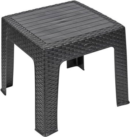 URBNLIVING Rattan-Design-Kaffeetisch aus Korbgeflecht, für den Außenbereich, Kunststoff, für Garten und Terrasse, Schwarz
