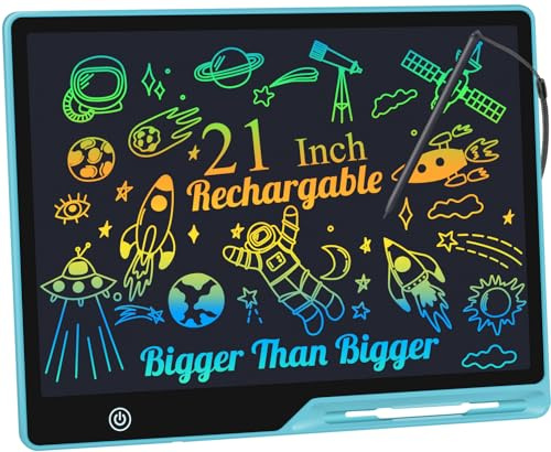 Kinayue LCD-Schreibtablett für Kinder, Wiederaufladbare Maltafel Zeichentafel, Vorschule Lernen Spielzeug Weihnachten Geburtstag Ostern Geschenk 3 4 5 6 7 Jahre alt Mädchen Jungen (21-Blau)