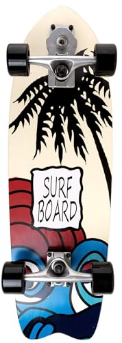 Surfskate Surf Board – Seething | Idéal pour le surf urbain | 29 x 10 Planche en érable | Axes S7 | Roues 65 x 43 mm 78A | Roulements ABEC-5 | Complet et prêt à l'emploi, clé T incluse