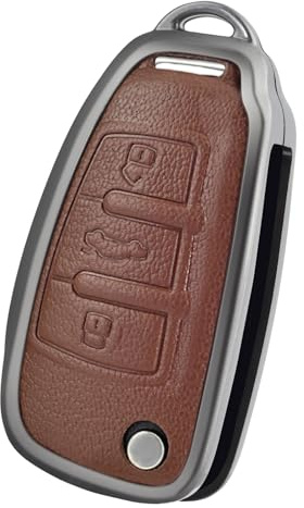OFF WE GO Autoschlüssel Hülle für Audi Leder Schlüsselhülle Cover für A3 S3 A4 S4 RS4 A6 S6 RS6 Q7 TT TTS R8 Auto Schlüssel Schlüsselbox, Braun