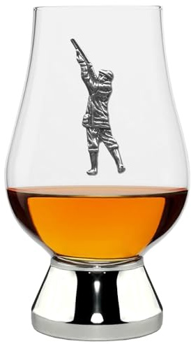 English Pewter Company Glencairn WGP024 Verre à whisky 200 ml avec badge de chasse en étain et base