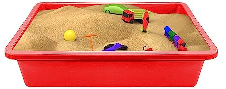 simpa Red Large Deep Fill Plastic Rectangular Sand Pit Tray Only - 13cm (H) x 64cm (L) x 49cm (W)