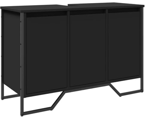 vidaXL Waschbeckenunterschrank, Unterschrank für Badezimmer, Badschrank mit Stauraum, Badezimmerschrank Waschtischunterschrank, Schwarz Holzwerkstoff