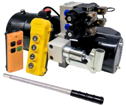 Flowfit Doppeltwirkender Doppel-Magnetspule, 24 V Gleichstrom, 1,6 kW Stahltank, Ersatz-Handpumpe und kabellose Fernbedienung (Reservoir: 4 Liter)