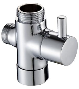 Adapter Shower Diverter Valve in Polished Chrome-Plated Brass, Adapter with 3/4 and 1/2 Connections with BSP Thread, for Bathroom, Kitchen Thermostatic Mixer