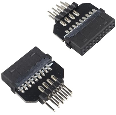 HALJIA 2 adattatori da USB 2.0 a 3.0, reversibili, da USB 2.0 a 9 pin maschio a scheda madre, connettore femmina a 19 pin, connettore in plastica per scheda madre, accessorio per trasmissione dati