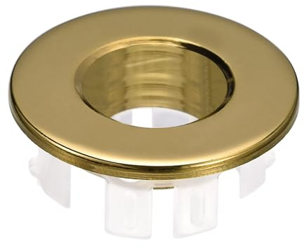 Sink Trim Overflow Cover, Sink Overflow Rings Bathroom Kitchen Basin Drain Cover Hole Insert in Round Caps, Gold