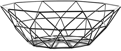 JHHNCVBC Ensaladera Frutero - Frutero Arte geométrico Moderno Plato de Fruta Hueco Cocina Sala de Estar Mesa de Comedor Cesta de Almacenamiento de Metal Plato de Fruta Negro Creativo Bandeja de Fruta