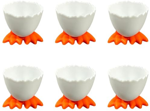 IKOPFLN 6 Pezzi portauovo alla coque simpatico supporto per uova portauova alla coque adorabili portauova a forma di cartone animato con supporto per zampe di gallina