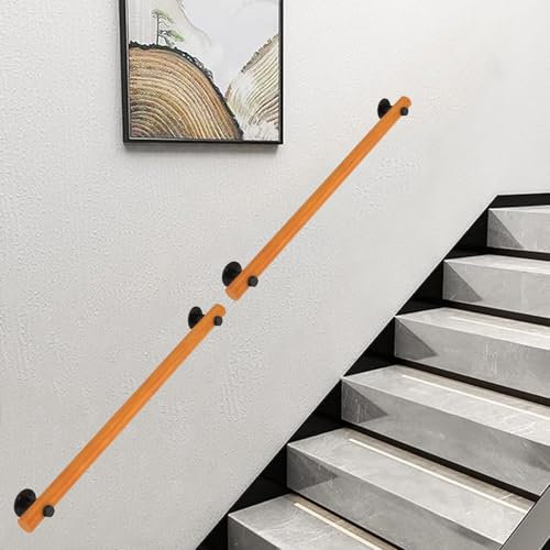 Moderno corrimano in legno per scale antiscivolo con staffe, 1,8 m/3 m/4,3 m/4,6 m, asta di supporto per corridoio, robusto bracciolo per balaustre, per interni ed esterni (30 cm)