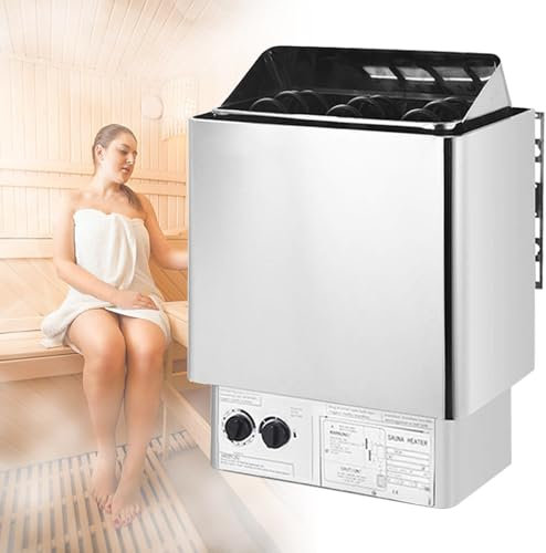 VNATWGOO 220V/380V Stufa Elettrica per Sauna, Temperatura E Tempo Regolabili, Controllo Esterno/Interno Riscaldatore per Sauna in Acciaio Inox,3000W220V