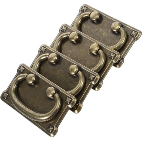 SOLUSTRE Maniglie Quadrate in Lega di Zinco Stile Cinese Antico per Mobili e Cassetti, 4 Pezzi Color Caffè, Presa Comoda e Funzionalità Migliorata per Bagno e Arredamento Vintage
