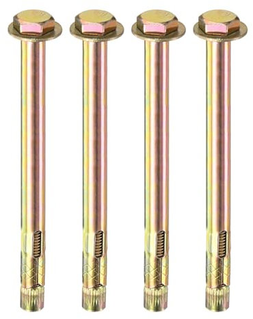 M METERXITY 4-Pack Hex Expansion Bolt, M10x150mm Colored Galvanized Iron-Carbon Steel External Hex Expansion Bolts, Anti-Corrosion Metal Bolt for Concrete/Dry Brick/Block Walls