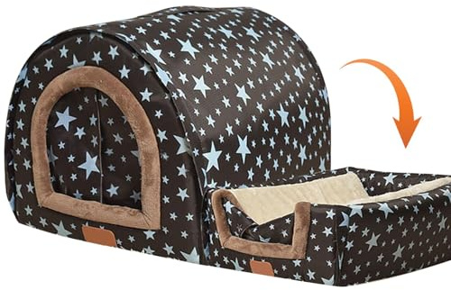 Niche pour chien pour la saison froide, niche pour chien d'intérieur avec porte, lit d'hiver pour animaux de compagnie avec porte en tissu flexible, amovible et lavable, parfaite pour les petits chats