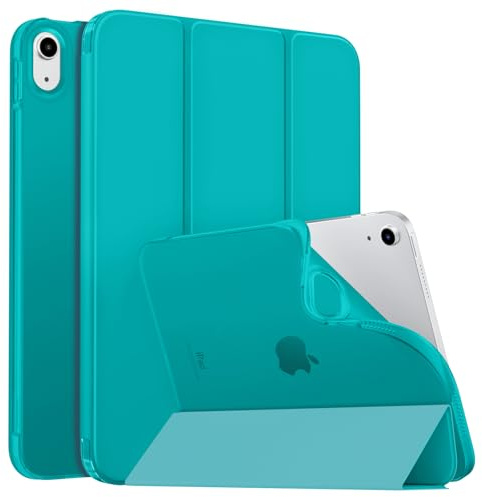 MoKo Coque pour iPad (A16) 11e Génération 11Pouces 2025, iPad 10e Gén 10,9 2022, Étui avec Coque Arrière TPU Souple à Rabat, Support Semi-Transparent, Réveil/Sommeil Auto, Bleu Bondi