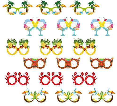 Amosfun 4 Set Bicchieri Di Carta Per Feste Cannucce Occhiali Da Sole Di Carta Per Bere Occhiali Da Cabina Fotografica All'Ingrosso Occhiali Da Festa Luau Occhiali 18 pezzi * 4