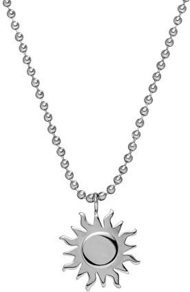 Purelei Damen Sonnen-Kette – Filigrane Kugelkette mit Sonnen-Anhänger aus Edelstahl (18K vergoldet, Silber, Roségold) | Verstellbare Länge 50/55 cm (Silver)