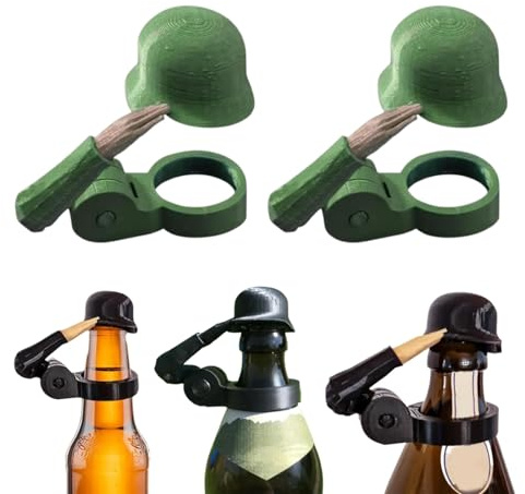 Bierflaschenhelm mit Soldatengruß, Bierflaschen Helm Flaschenverschluss,soldat salut bierflasche helm,Helmflaschenöffner,bierhelm,lustiger Salute-Soldaten-Bierhelm,Wiederverwendbarer Flaschenverschlus